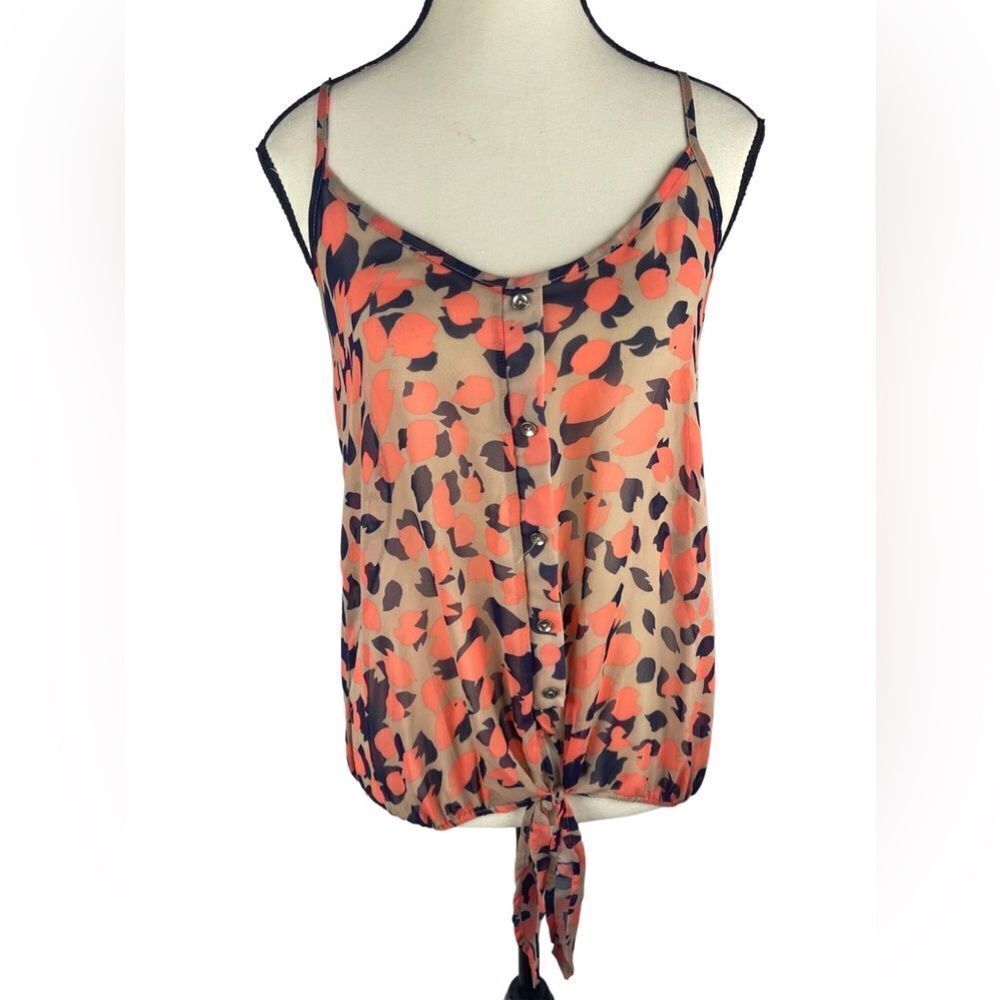 B Jewel Women’s salmon/Tan Animal Print Sheer Tank Top W/‎ Straps Size: Small